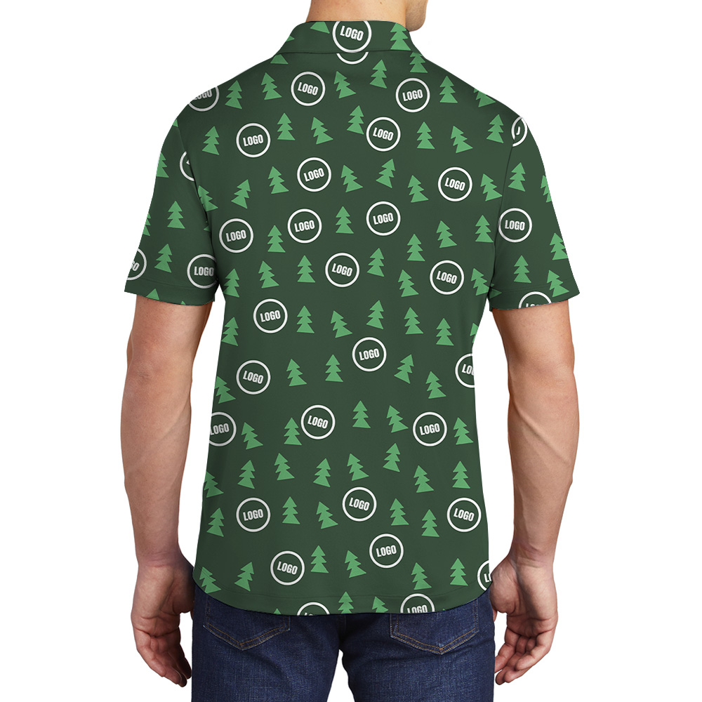 Multi Color Christmas Tree Forest Custom Logo Polo Shirt