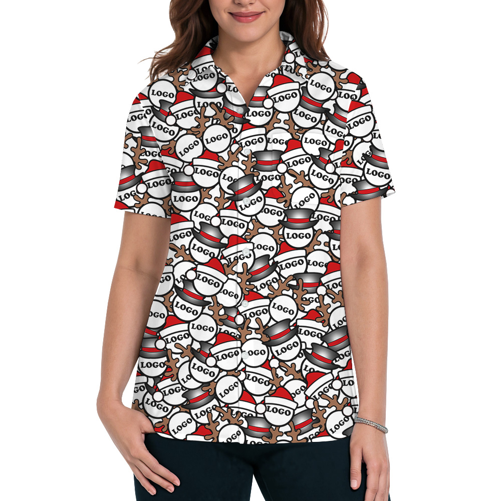 Santa And Antlers Repeat Pattern Hawaiian Shirt Christmas Custom Logo