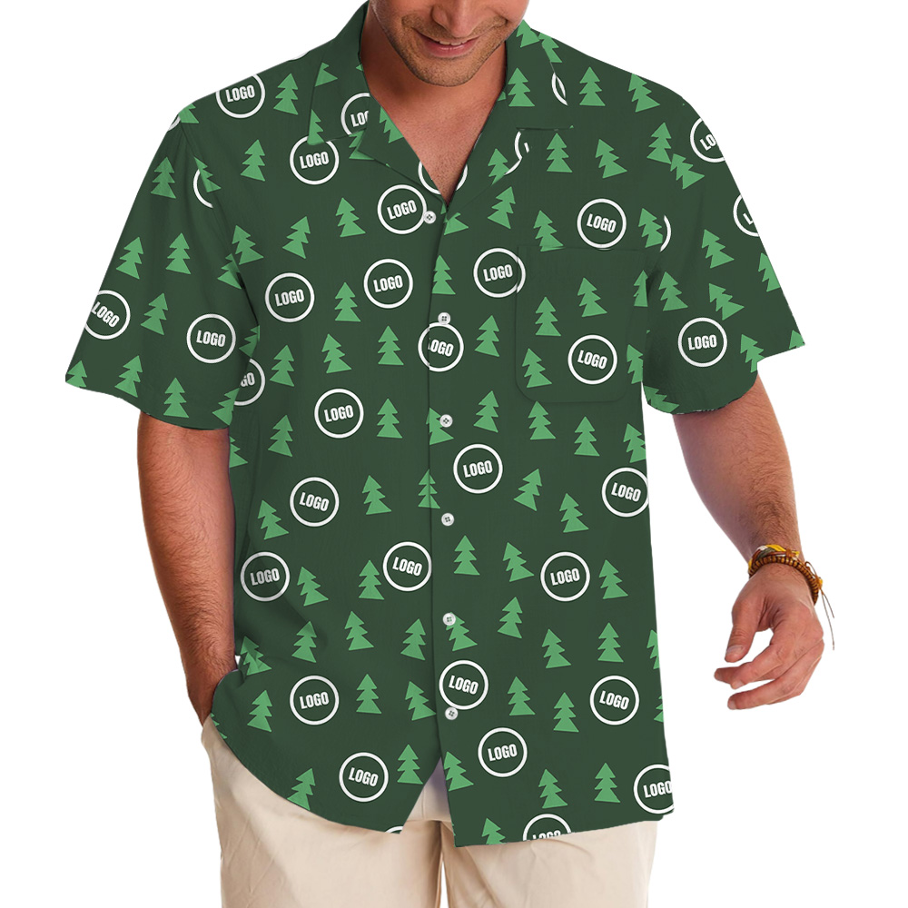 Multi Color Christmas Tree Forest Custom Logo Hawaiian Shirt