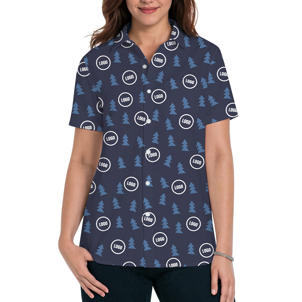 Multi Color Christmas Tree Forest Custom Logo Hawaiian Shirt