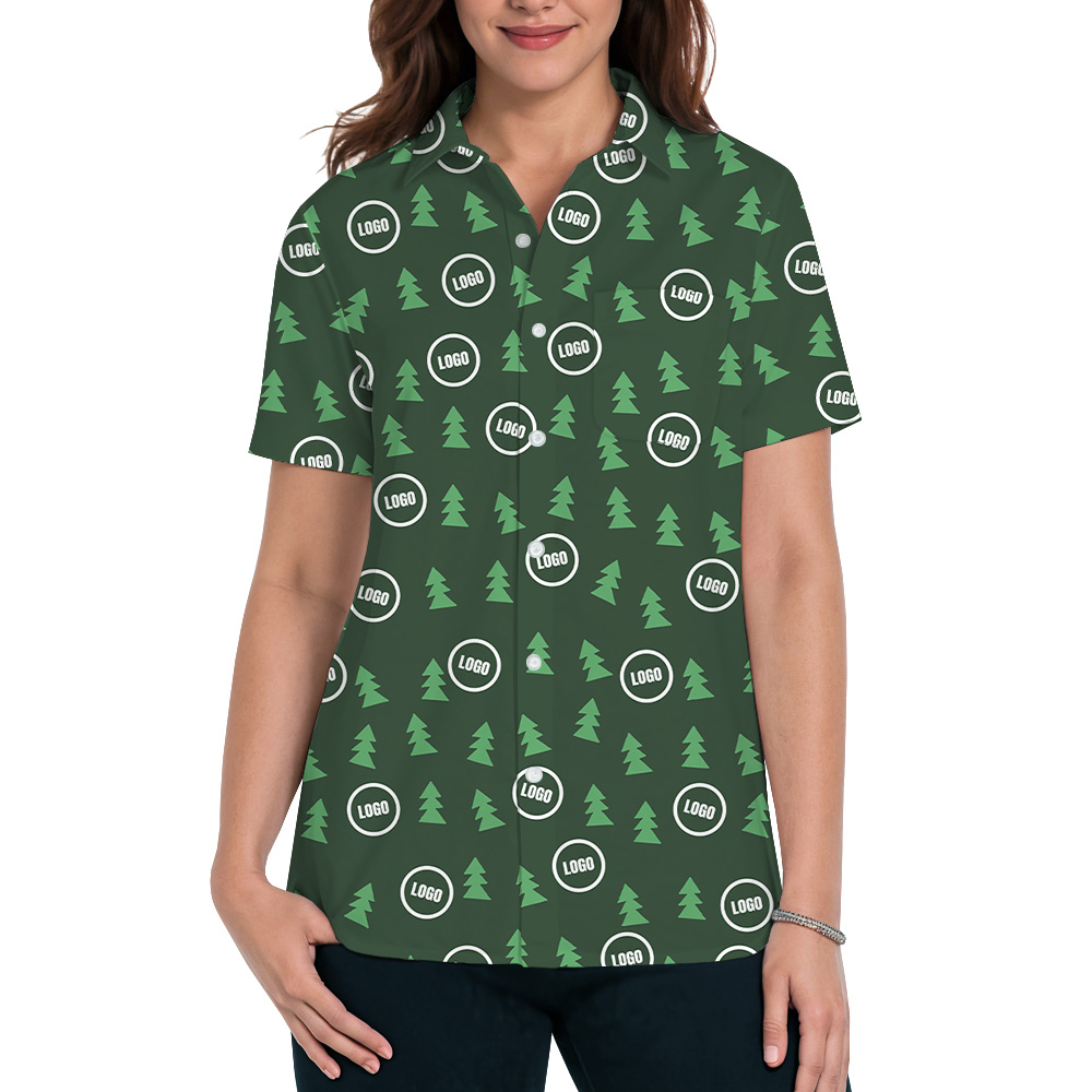 Multi Color Christmas Tree Forest Custom Logo Hawaiian Shirt