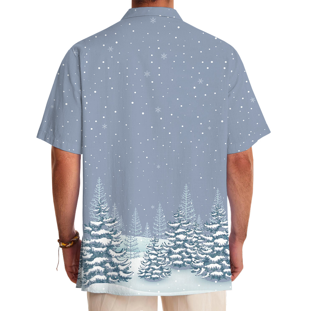 Snowfall Winter Forest Custom Logo Hawaiian Shirt Christmas
