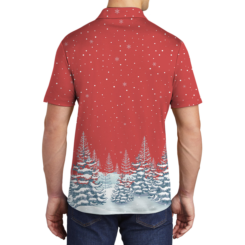 Snowfall Winter Forest Custom Logo Christmas Polo Shirt