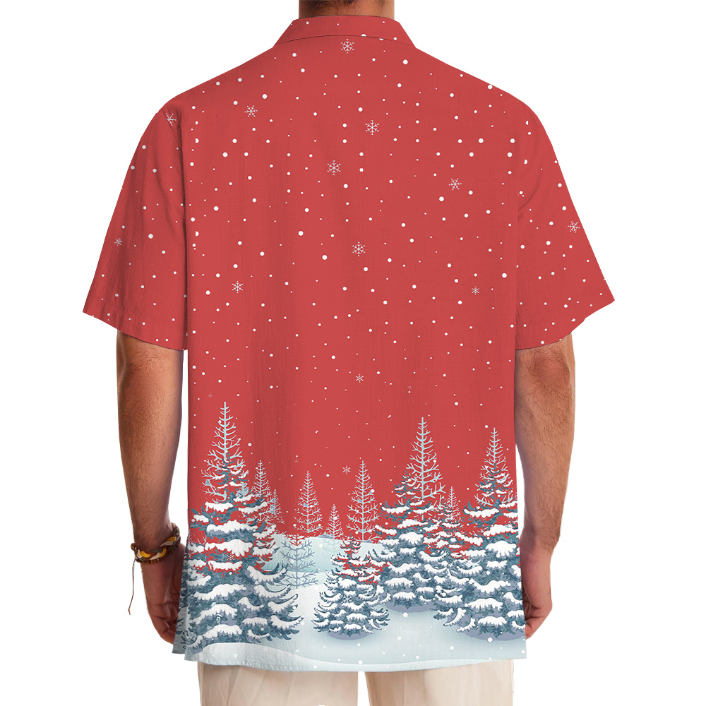 Snowfall Winter Forest Custom Logo Hawaiian Shirt Christmas