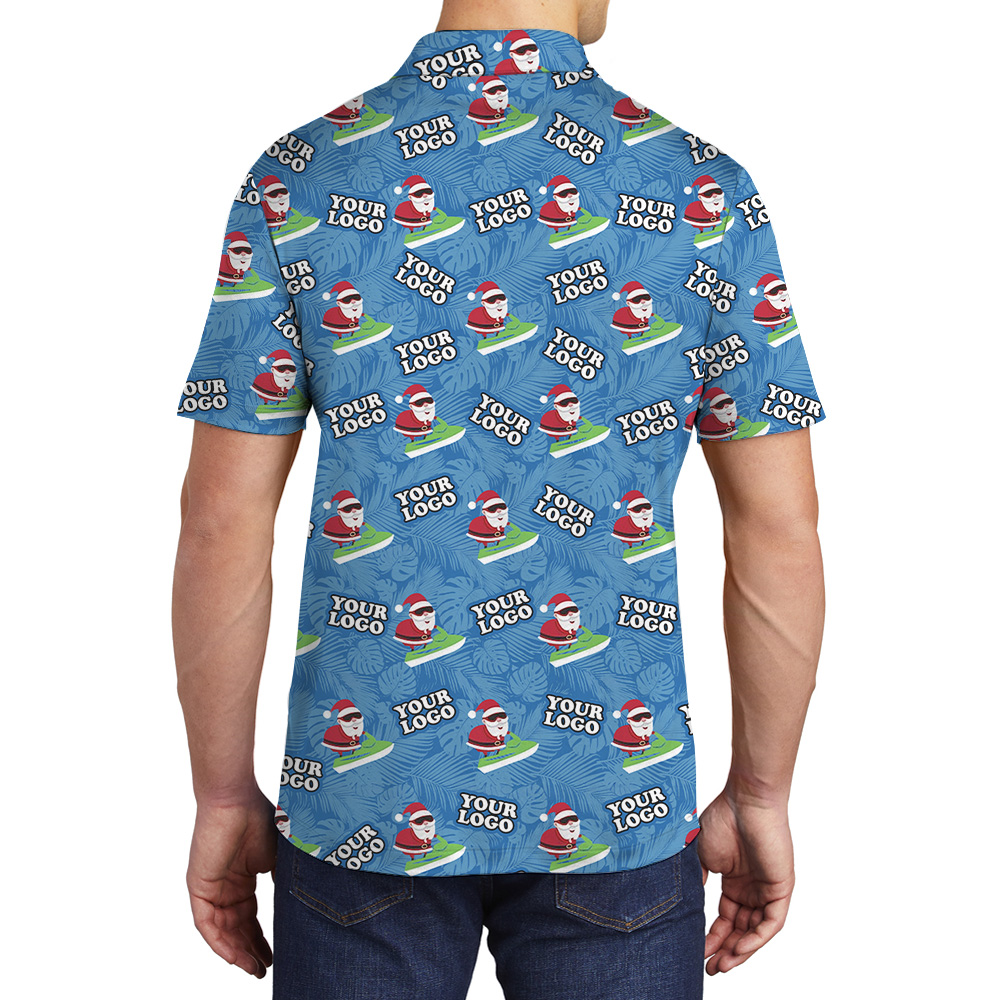 Beach Santa Surfboard Christmas Custom Logo Polo Shirt