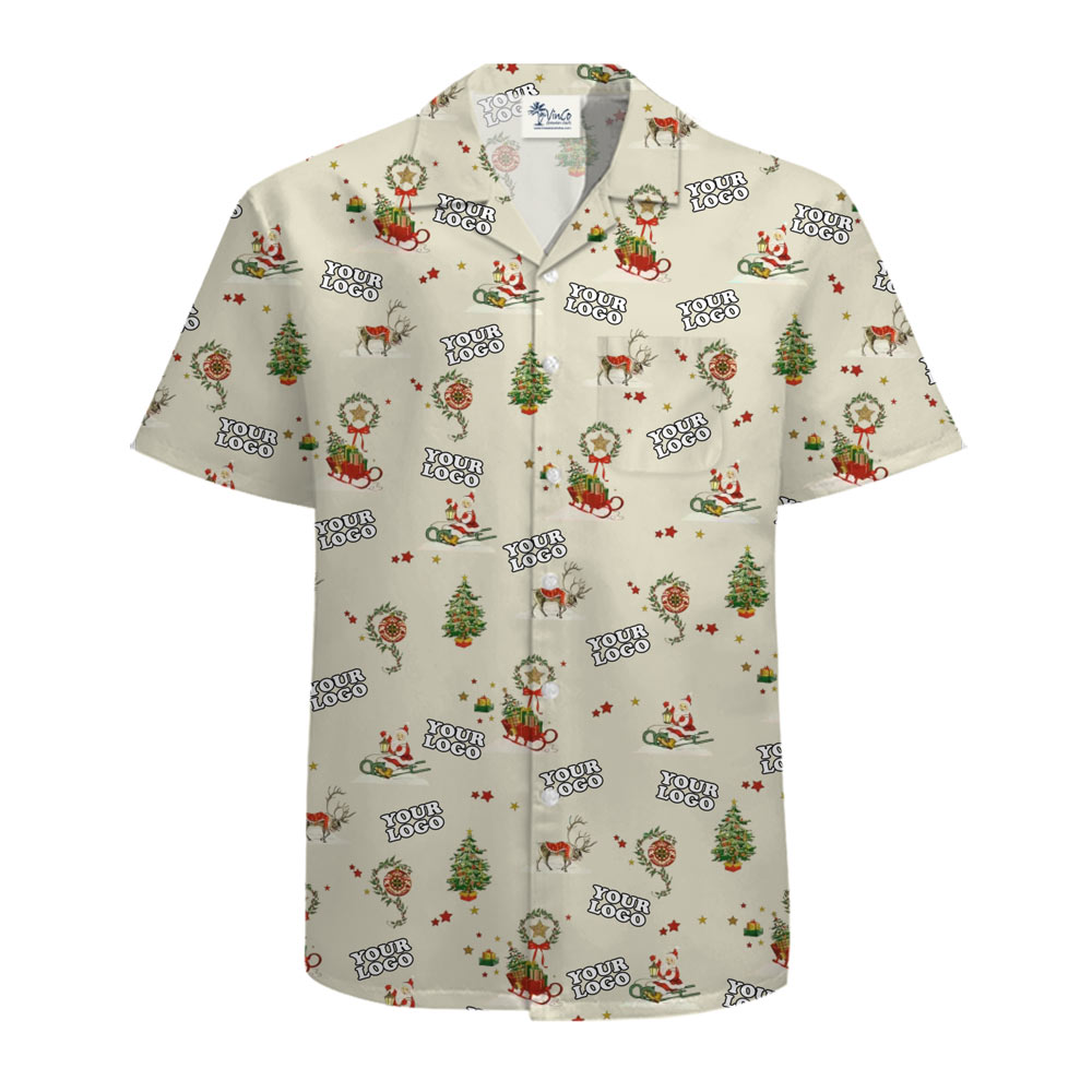 [Live Preview] Custom Logo Vintage Christmas Hawaiian Shirt