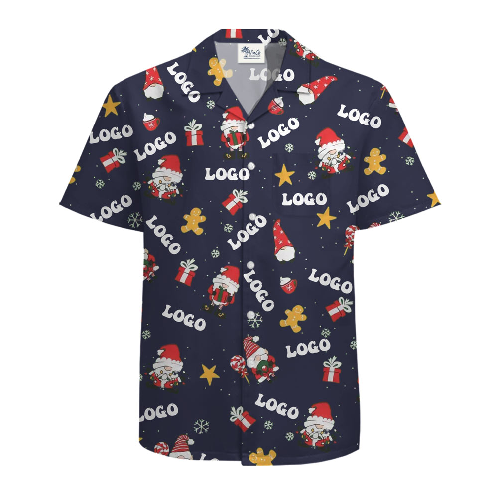 [Live Preview] Christmas Gnome Custom Logo Hawaiian Shirt