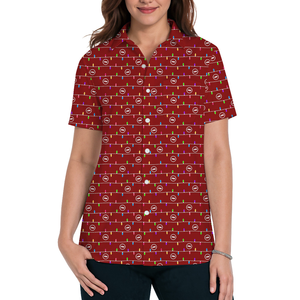 Custom Company Logo Colorful Christmas Hawaiian Shirt