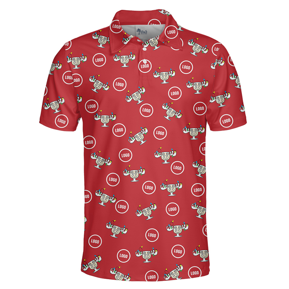 Custom Logo Christmas Moose Mug Polo Shirt