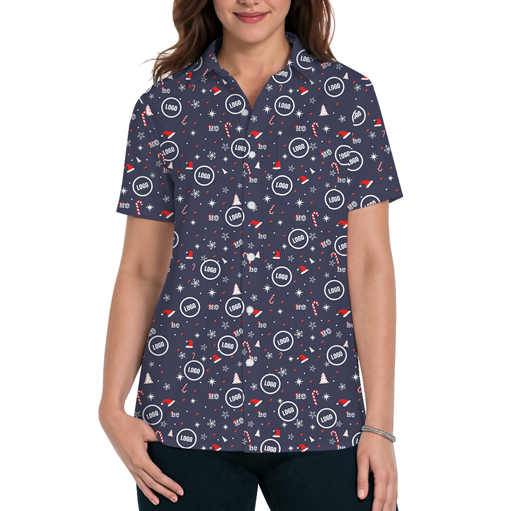 Custom Company Logo Christmas Icons Button Shirt
