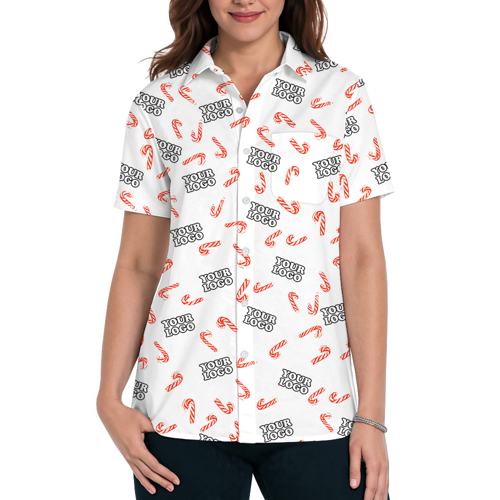 Christmas Candy Cane Custom Logo Hawaiian Shirt
