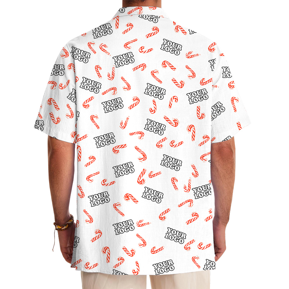 Christmas Candy Cane Custom Logo Hawaiian Shirt