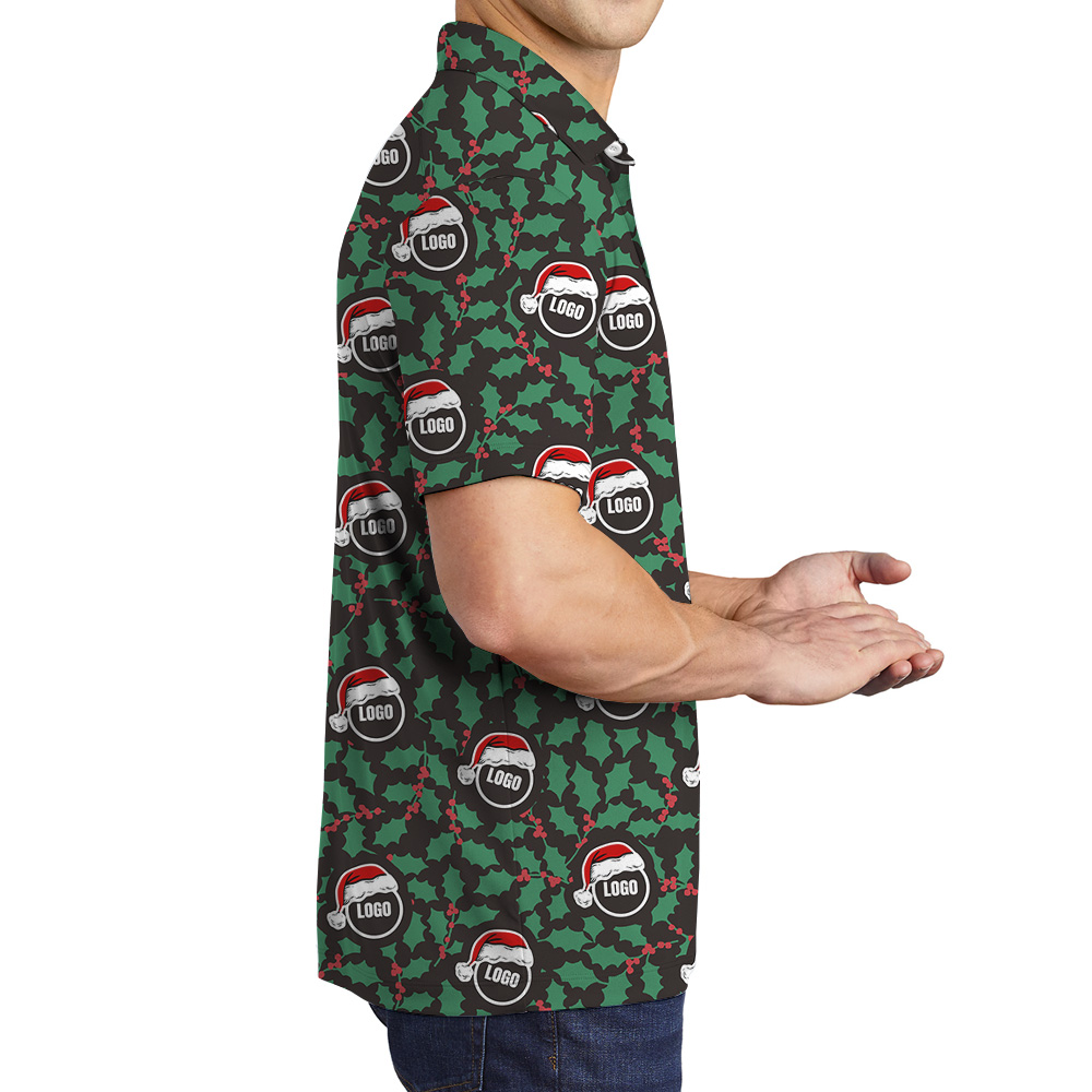 Custom Logo Christmas Holly Polo Shirt
