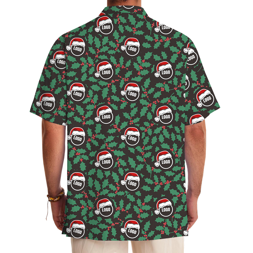 Christmas Holly Custom Company Logo Hawaiian Shirt