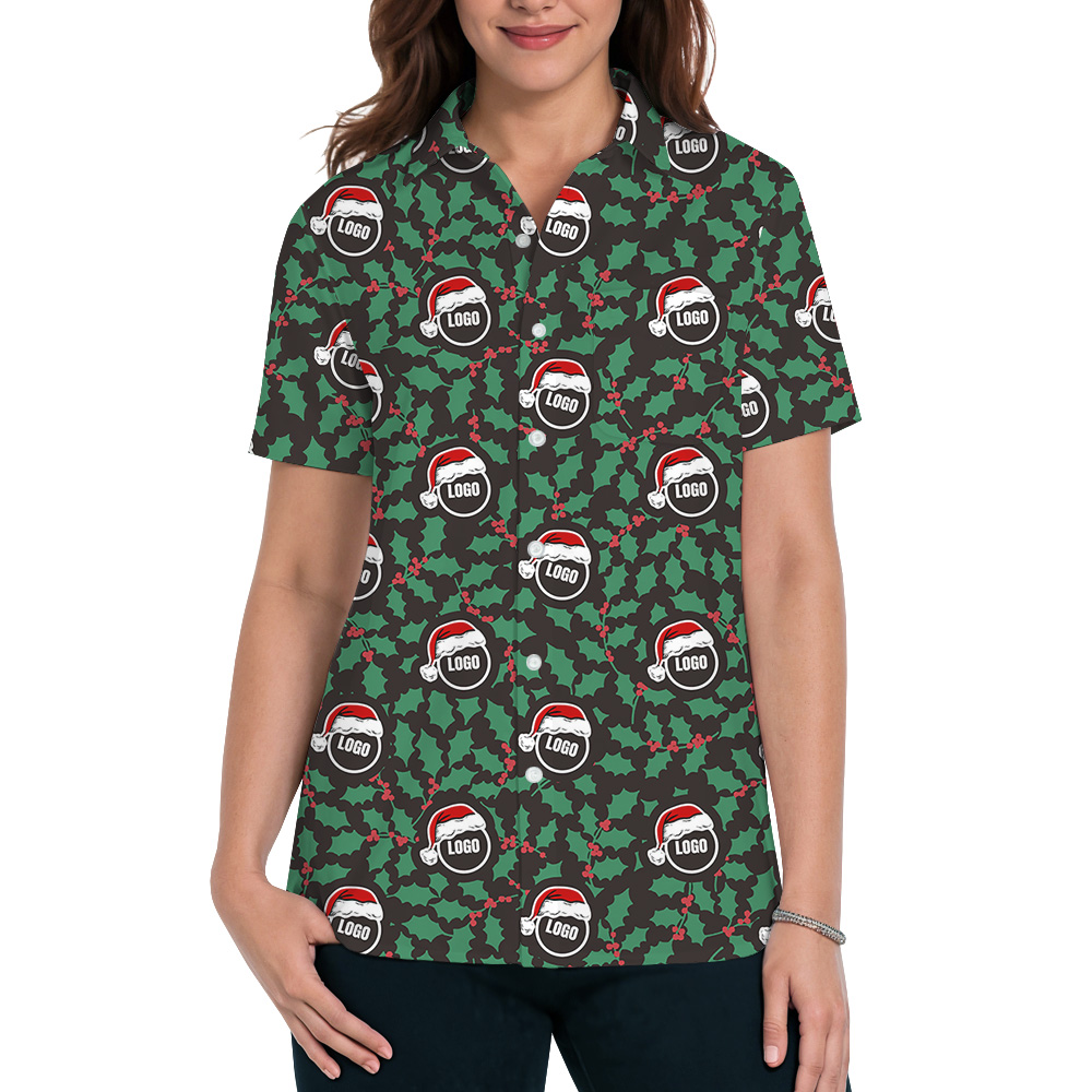 Christmas Holly Custom Company Logo Hawaiian Shirt
