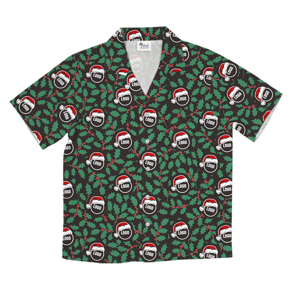 Christmas Holly Custom Company Logo Hawaiian Shirt