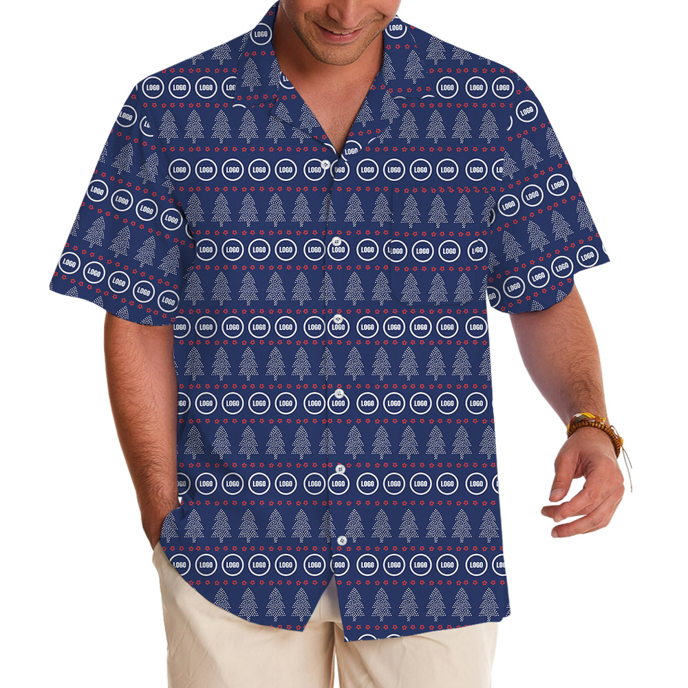 Custom Logo Christmas Tree Hawaiian Shirt - variant image 1