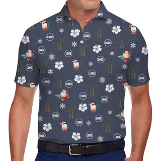 [Live Preview] Happy Santa Tropical Christmas Custom Logo Polo Shirt