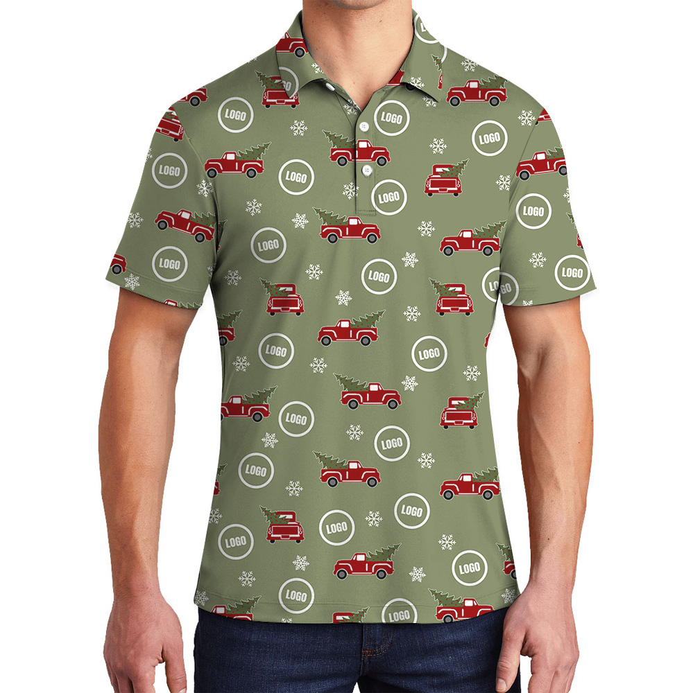 Custom Company Logo Christmas Truck Polo Shirt - variant image 1
