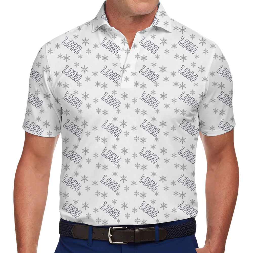 [Live Preview] Elegant Polo Shirt Snow Christmas Custom Logo - variant image 1