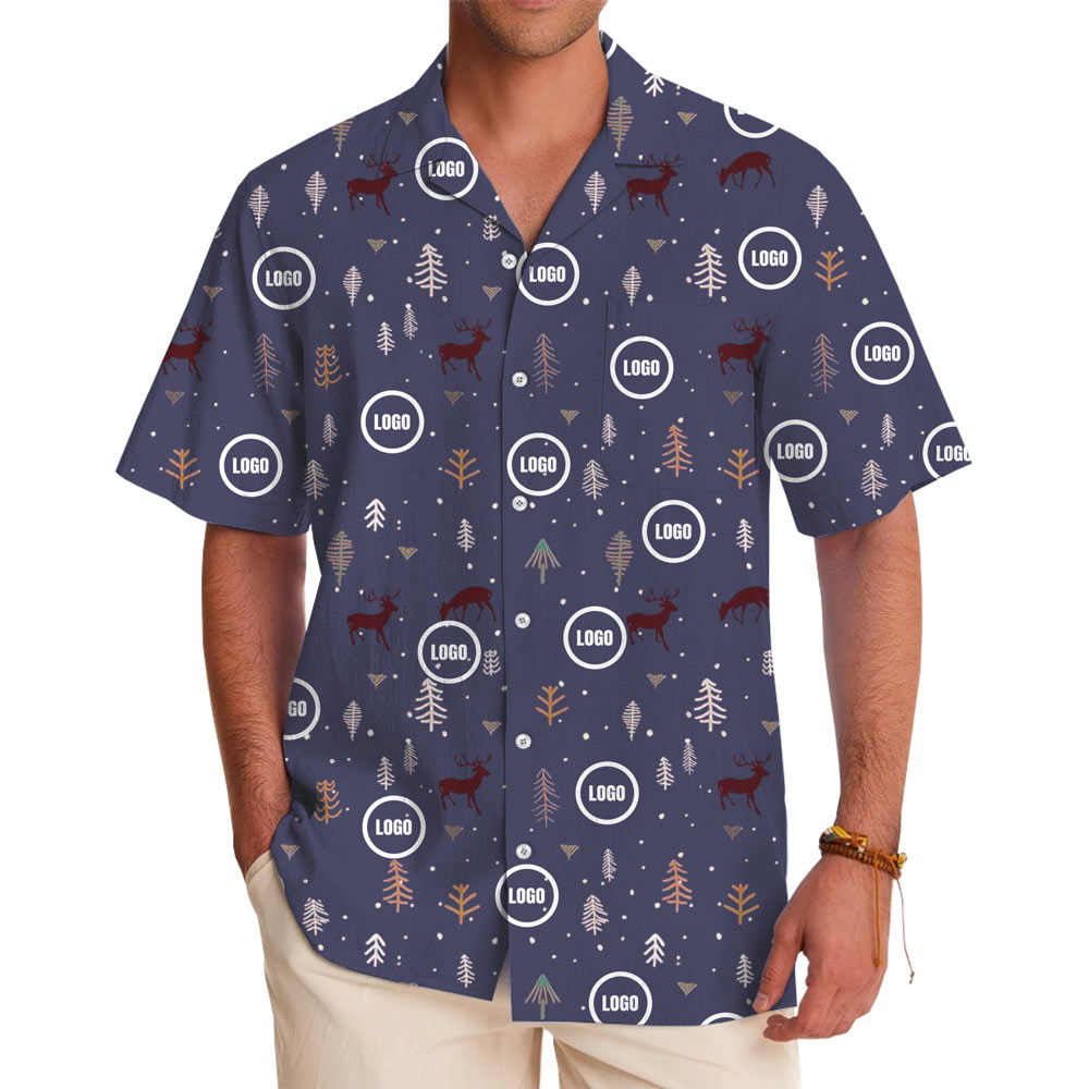 [Live Preview] Merry Reindeer Custom Logo Hawaiian Shirt Christmas - variant image 1