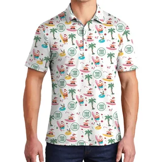 Custom Logo Christmas Beachside Santa Polo Shirt