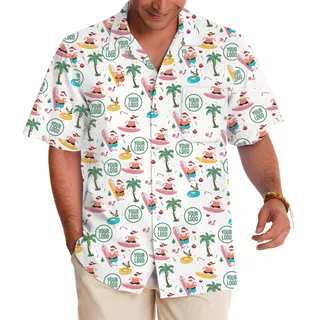 Beachside Santa Custom Logo Christmas Hawaiian Shirt