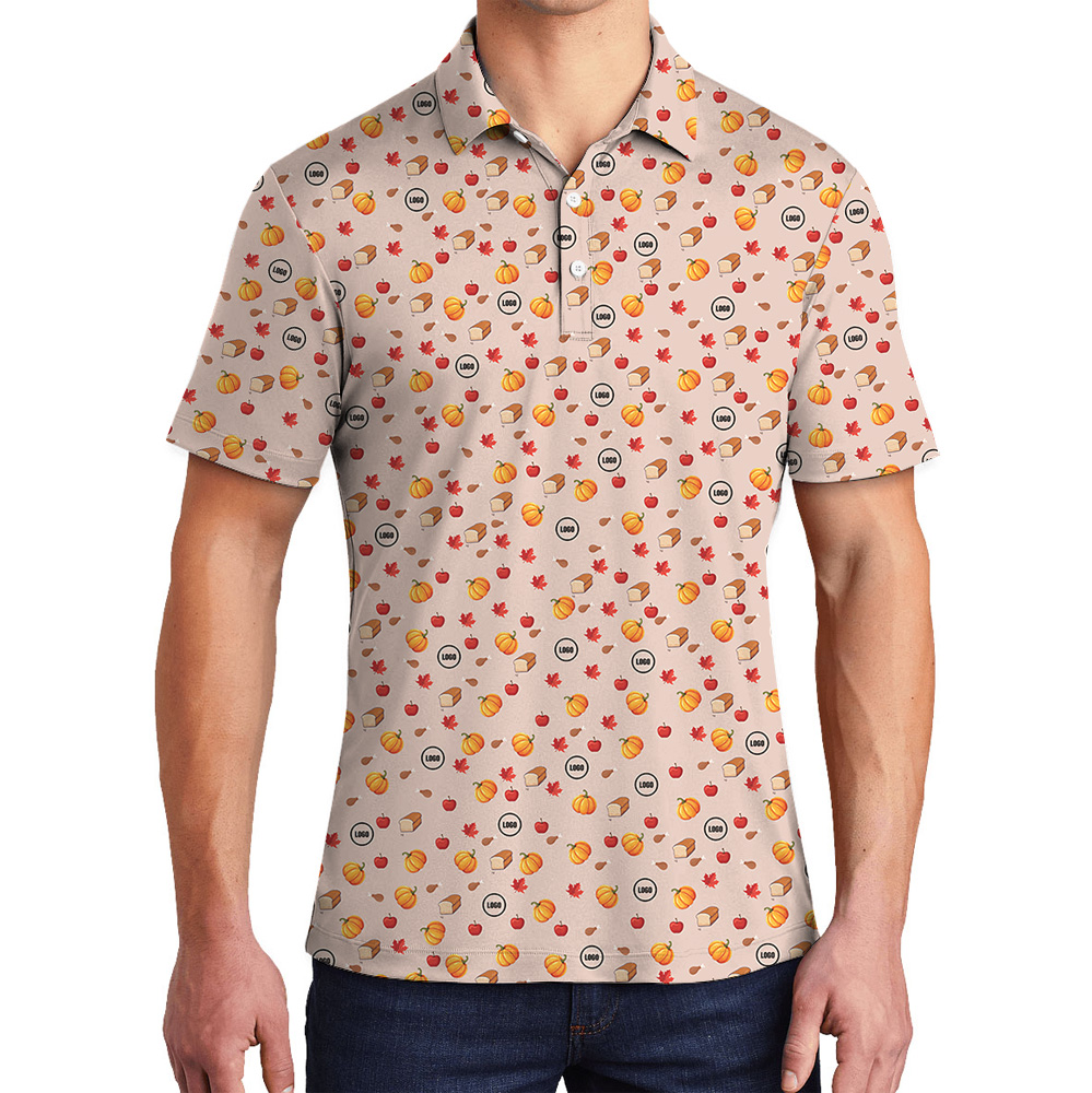 Custom Logo Thanksgiving Leaf And Meal Polo Shirt - variant image 1