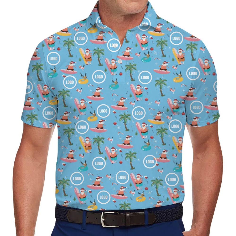 [Live Preview] Custom Logo Christmas Cool Santa Polo Shirt - variant image 1