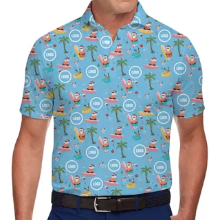 [Live Preview] Custom Logo Christmas Cool Santa Polo Shirt