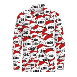 Custom Multiple Logos Christmas Button Long Sleeves Shirt