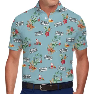 [Live Preview] Custom Logo Christmas Santa Tropical Beach Polo Shirt
