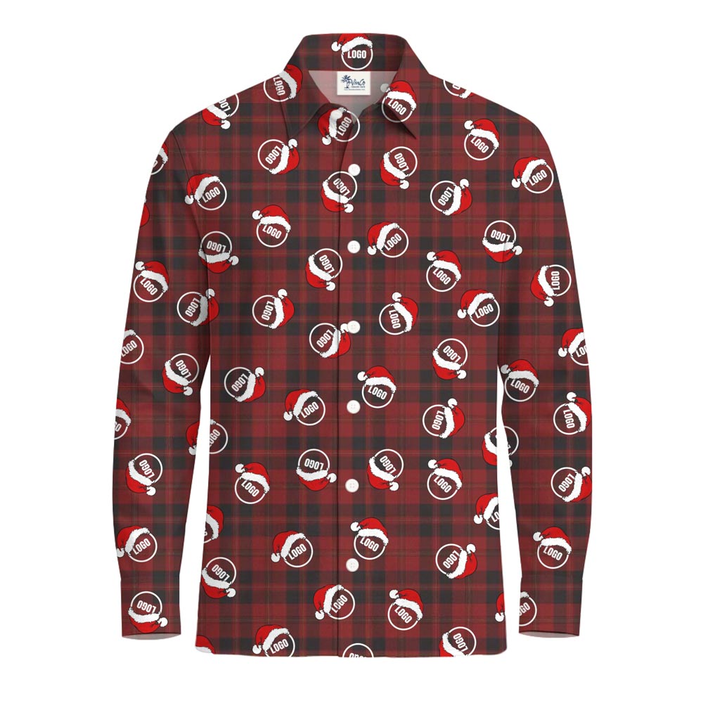 [Live Preview] Custom Logo Christmas Buffalo Plaid Button Shirt - variant image 1