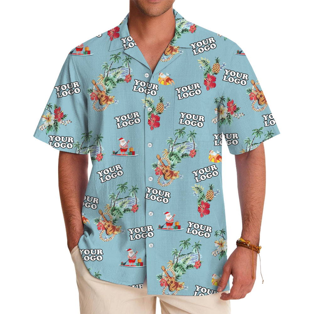 [Live Preview] Christmas Custom Logo Santa Sailing Hawaiian Shirt - variant image 1