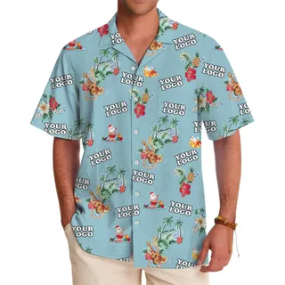 [Live Preview] Christmas Custom Logo Santa Sailing Hawaiian Shirt