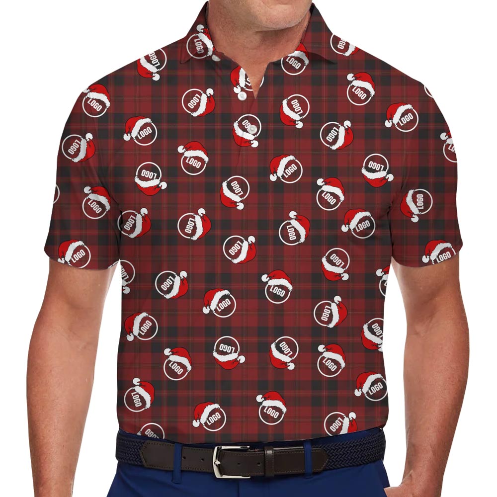 [Live Preview] Custom Company Logo Christmas Flannel Polo Shirt - variant image 1