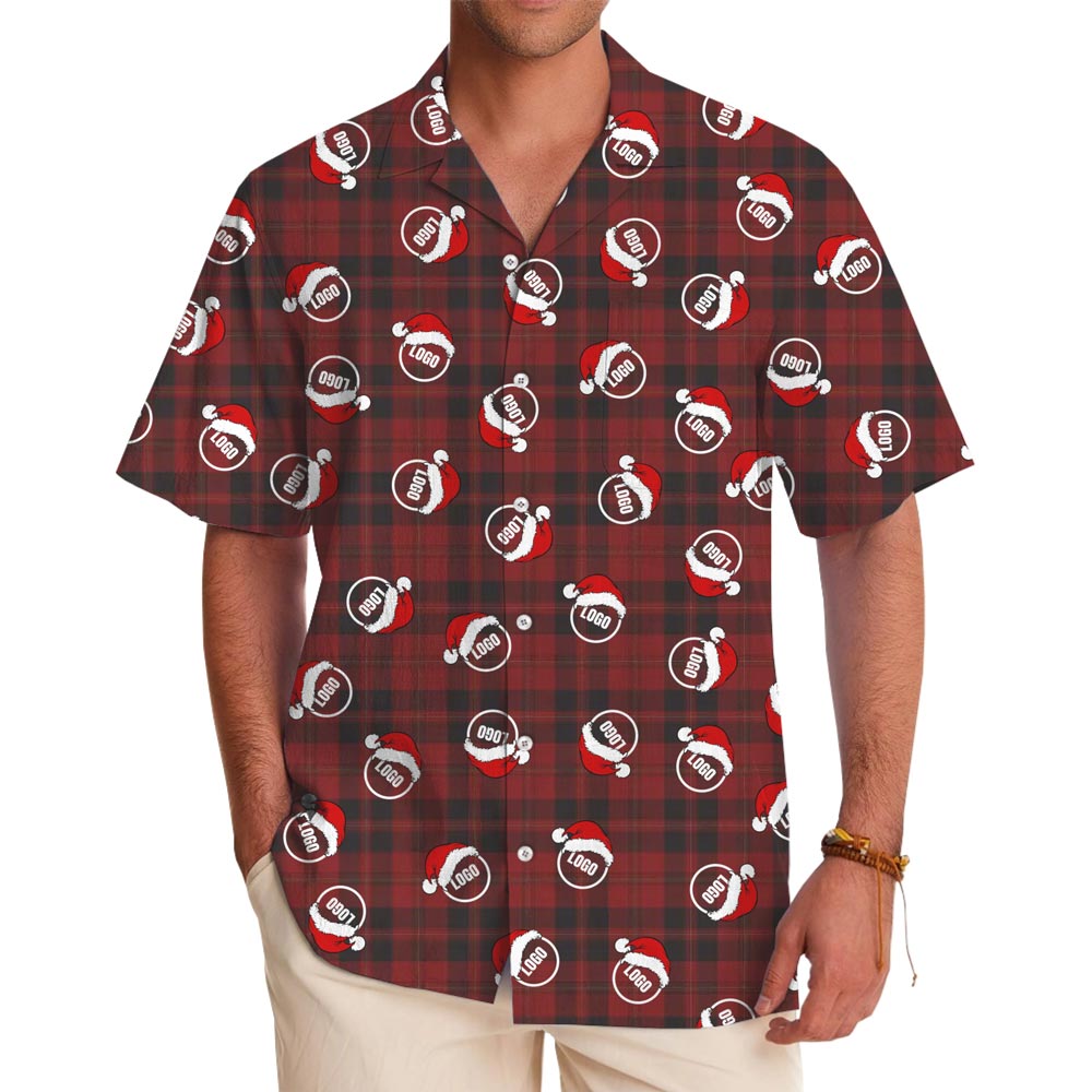 Live Preview Custom Logo Christmas Flannel Hawaiian Shirt - variant image 1