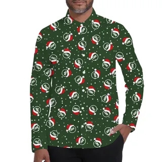 [Live Preview] Custom Logo Christmas Long Sleeves Button Shirt