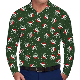 [Live Preview] Custom Logo Christmas Long Sleeve Polo Shirt