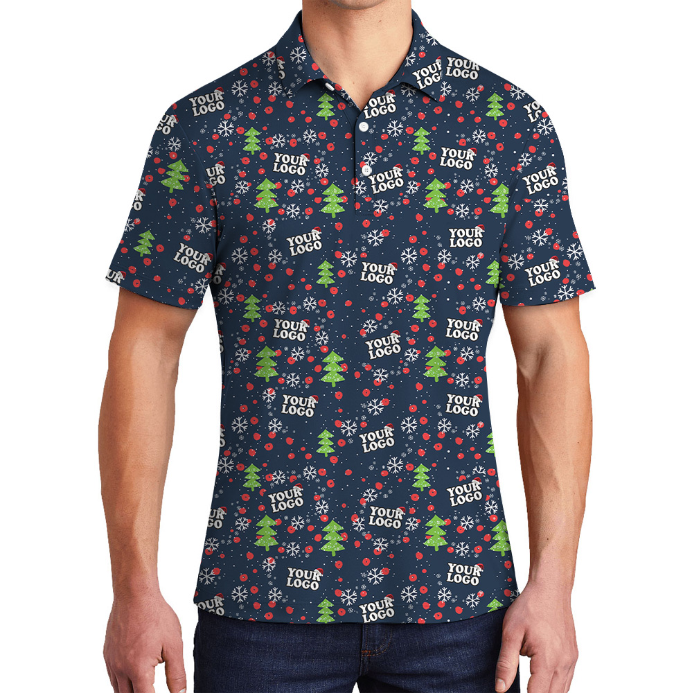 Snowflake Custom Logo Christmas Trees Polo Shirt - variant image 1