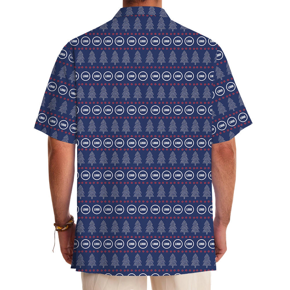 Custom Logo Christmas Tree Hawaiian Shirt
