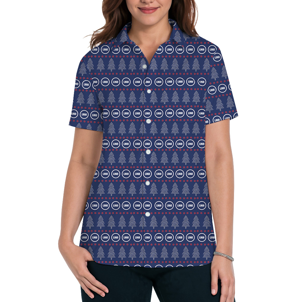 Custom Logo Christmas Tree Hawaiian Shirt