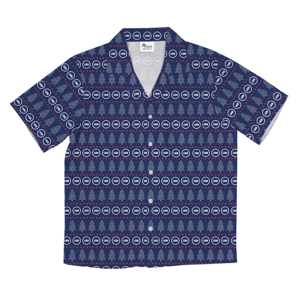 Custom Logo Christmas Tree Hawaiian Shirt