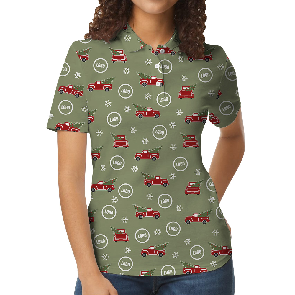 Custom Company Logo Christmas Truck Polo Shirt