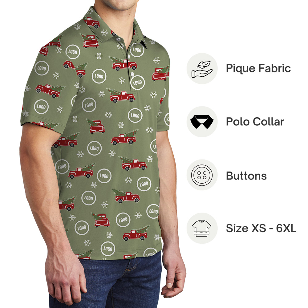 Custom Company Logo Christmas Truck Polo Shirt