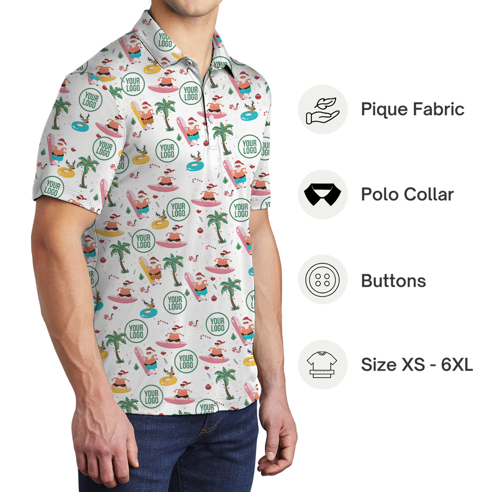 Custom Logo Christmas Beachside Santa Polo Shirt