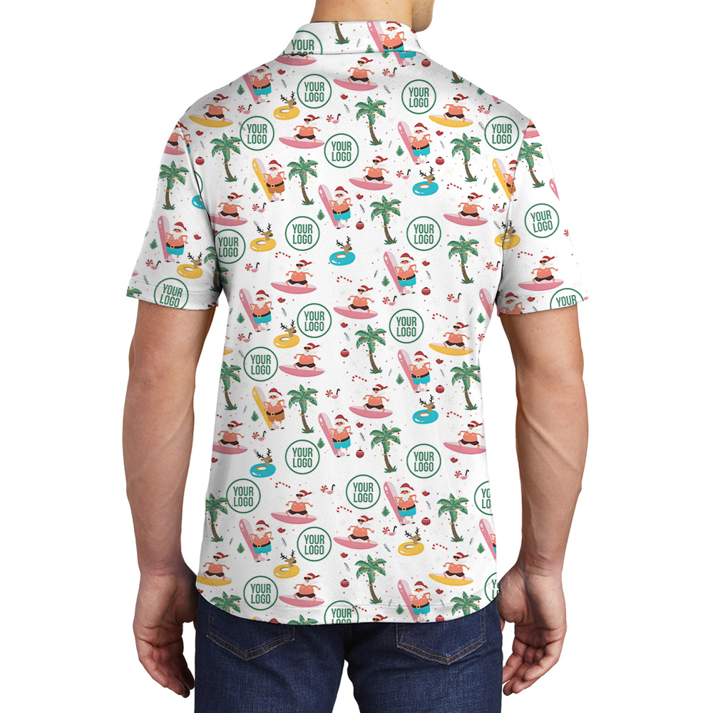 Custom Logo Christmas Beachside Santa Polo Shirt
