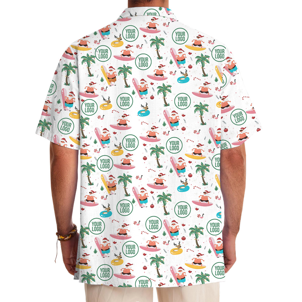 Beachside Santa Custom Logo Christmas Hawaiian Shirt