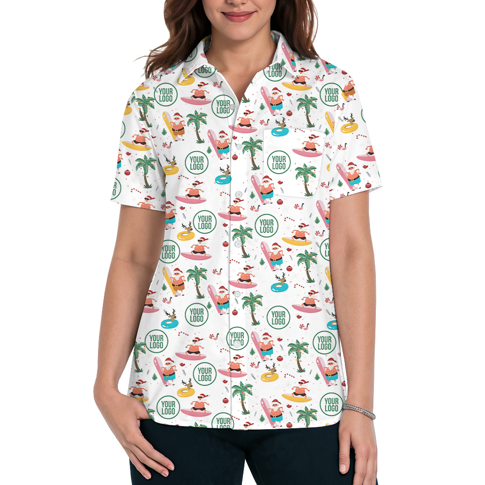 Beachside Santa Custom Logo Christmas Hawaiian Shirt