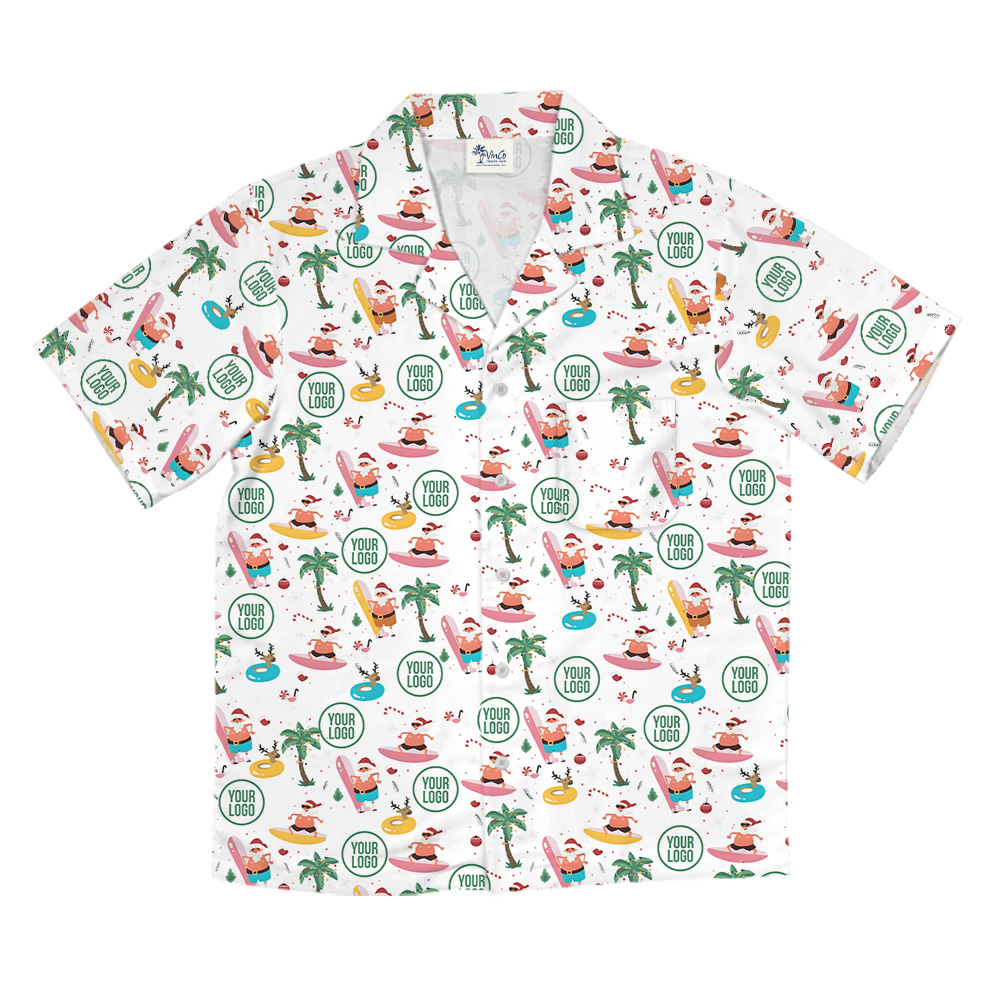 Beachside Santa Custom Logo Christmas Hawaiian Shirt